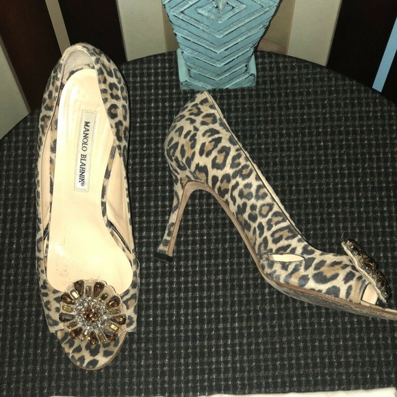 EUC MANOLO BLAHNIK ANIMAL PRINT HEELS SZ 8.5/38.5 - Picture 4 of 7
